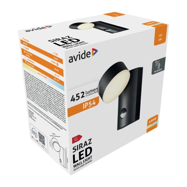 Avide kültéri fali lámpa Siraz LED 12W NW IP54 | BR (SKU:AOLW12WLED-SIRAZ) Integrált LED