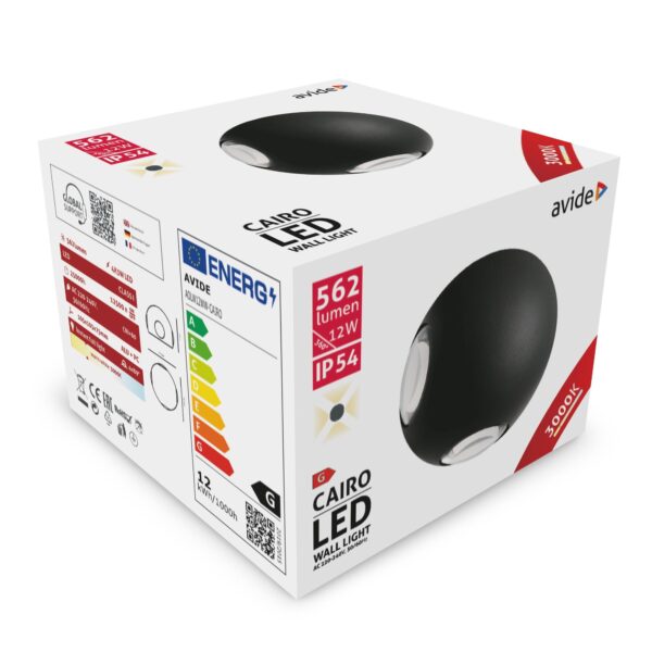 Avide kültéri fali lámpa Cairo 4 irányú LED 12W WW IP54 | BR (SKU:AOLW12WW-CAIRO) Integrált LED
