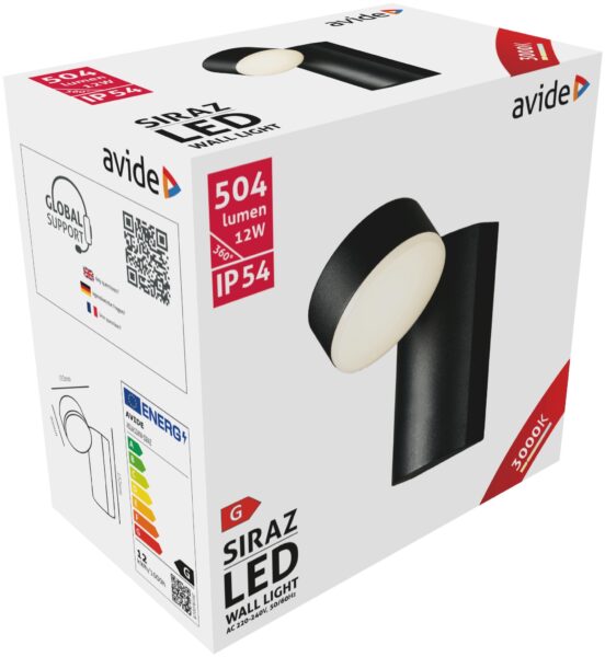 Avide kültéri fali lámpa Siraz LED 12W WW IP54 | BR (SKU:AOLW12WW-SIRAZ) Importált Avide kültéri fali lámpa Siraz LED 12W WW IP54 | BR (SKU:AOLW12WW-SIRAZ) Importált