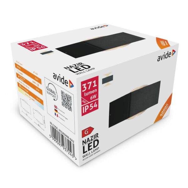 Avide kültéri fali lámpa Nazir LED 6W NW IP54 | BR (SKU:AOLW6NW-NAZ) Integrált LED