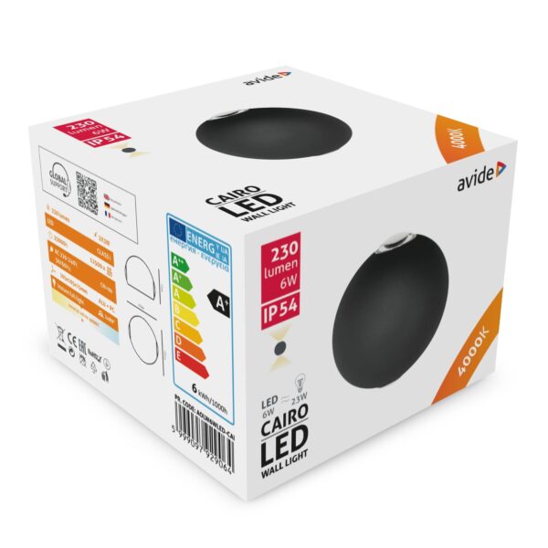 Avide kültéri fali lámpa Cairo 2 irányú LED 6W NW IP54 | BR (SKU:AOLW6WLED-CAI) Integrált LED