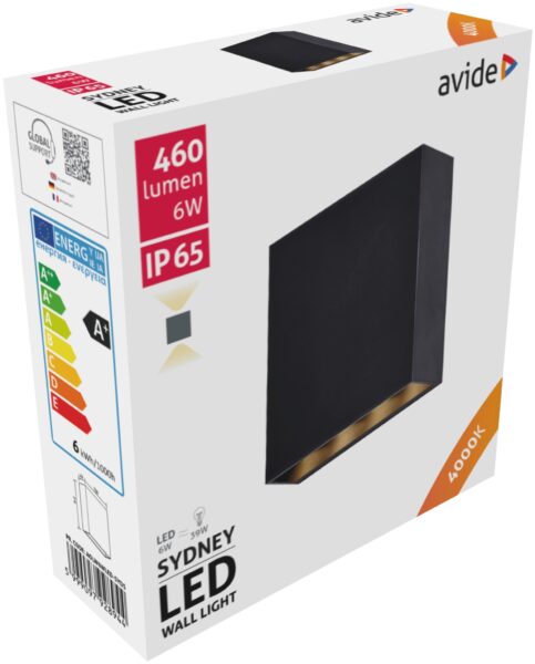 Avide kültéri fali lámpa Sydney 2 irányú LED 6W NW IP65 130mm | BR (SKU:AOLW6WLED-SYDS) Kültéri lámpatestek