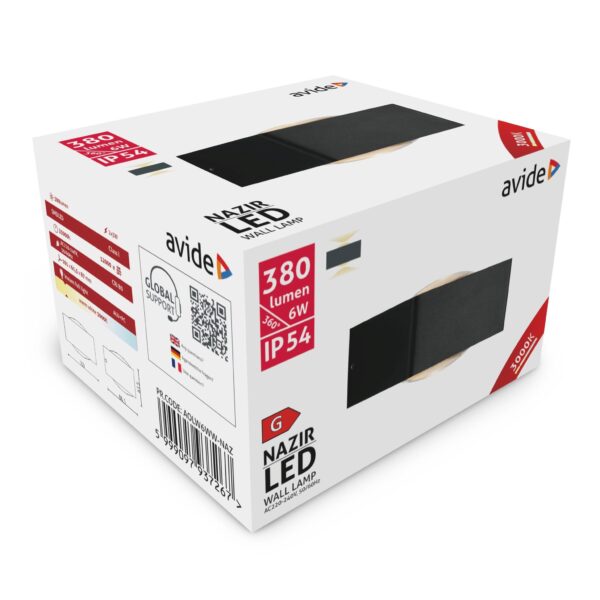 Avide kültéri fali lámpa Nazir LED 6W WW IP54 | BR (SKU:AOLW6WW-NAZ) Integrált LED
