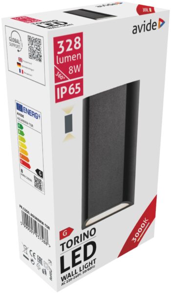 Avide kültéri fali lámpa Torino 2 irányú LED 8W WW IP65 | BR (SKU:AOLW8WW-TOR) Integrált LED Avide kültéri fali lámpa Torino 2 irányú LED 8W WW IP65 | BR (SKU:AOLW8WW-TOR) Integrált LED
