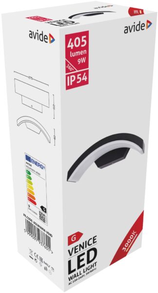 Avide kültéri fali lámpa Venice LED 9W WW IP54 | BR (SKU:AOLW9WW-VEND) Kültéri lámpatestek