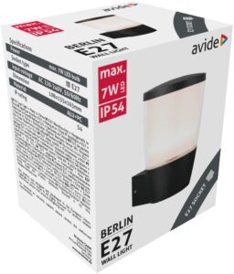 Avide kültéri fali lámpa Berlin 1xE27 IP54 | BR (SKU:AOLWE27-BER) Betekerhető