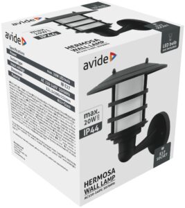 Avide kültéri fali lámpa Hermosa 1xE27 IP44 fekete | BR (SKU:AOLWE27-HERD) Falikar