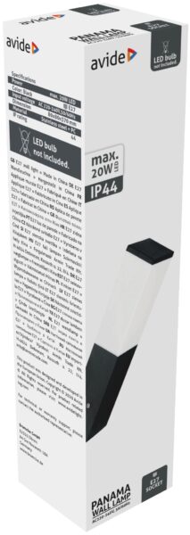 Avide kültéri fali lámpa Panama 1xE27 IP44 fekete | BR (SKU:AOLWE27-PAN-B) Kültéri lámpatestek Avide kültéri fali lámpa Panama 1xE27 IP44 fekete | BR (SKU:AOLWE27-PAN-B) Kültéri lámpatestek