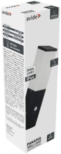 Avide kültéri fali lámpa Panama 1xE27 PIR IP44 Fekete | BR (SKU:AOLWE27-PAN-S-B) Betekerhető