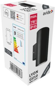 Avide kültéri fali lámpa Lyon 2xGU10 IP65 | BR (SKU:AOLWGU10-LYOND) Betekerhető