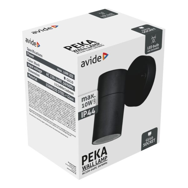 Avide kültéri fali lámpa Terra 2xGU10 IP44 fekete | BR (SKU:AOLWGU10-TERD-B) Betekerhető