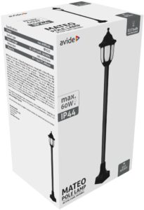 Avide Kültéri Álló Lámpa Mateo-XL 1220mm 1xE27 Fekete IP44 | BR (SKU:AOPLXL-1XE27-MAT) Álló lámpa
