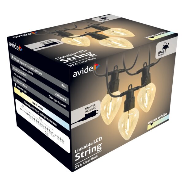 Avide Kültéri füzér 5m 10 gömb pumpkin WW sorolható | BR (SKU:AOS10LE27L-WW-PMP) Egyéb