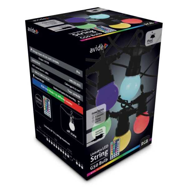 Avide Kültéri Füzér 5m RGB Sorolható Távirányítóval | BR (SKU:AOS10LE40LR-RGB) Füzérek Avide Kültéri Füzér 5m RGB Sorolható Távirányítóval | BR (SKU:AOS10LE40LR-RGB) Füzérek