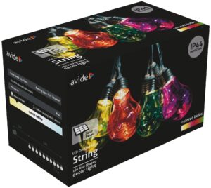 Avide Kültéri Szolár Füzér 5m, Átlátszó Kábel, 10 Globe, WW IP44 | BR (SKU:AOSS5T-10C10L-WW) Füzérek