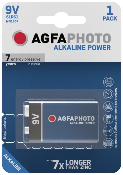 AgfaPhoto Alkáli 9V Elem B1 | BR (SKU:APA9V) Elemek
