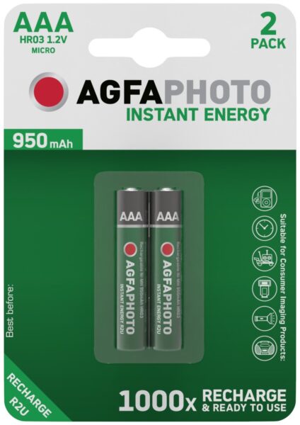 AgfaPhoto Akkumulátor R2U Mikro 950mAh B2 | BR (SKU:APR2U950) Egyéb