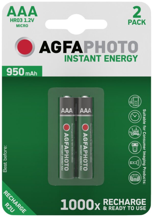 AgfaPhoto Akkumulátor R2U Mikro 950mAh B2 | BR (SKU:APR2U950) Akkumulátorok, töltők