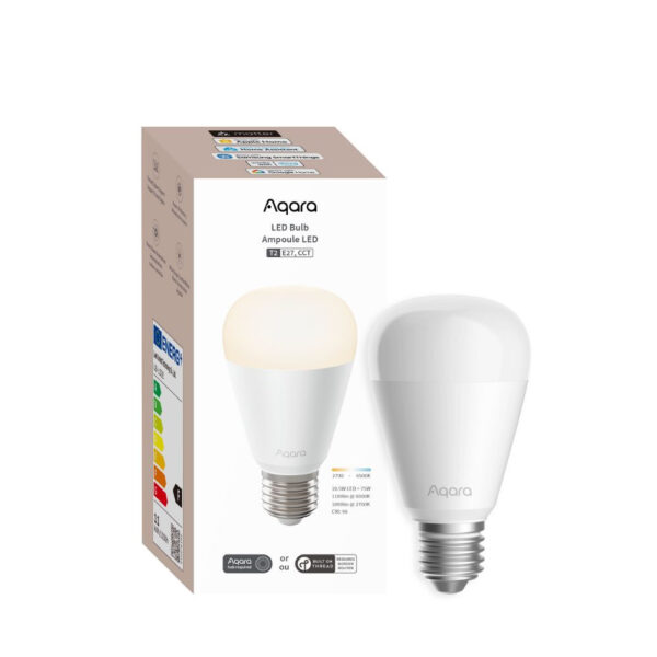 Aqara T2 fehér fényű, állítható színhőmérsékletű, fényerőszabályozható, E27 CCT LED izzó (LB-L02E) Aqara LB-L02E Aqara T2 fehér fényű, állítható színhőmérsékletű, fényerőszabályozható, E27 CCT LED izzó (LB-L02E) Aqara LB-L02E