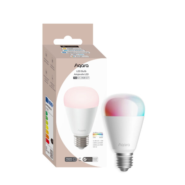 Aqara T2 RGB CCT (fehér + színes), állítható színhőmérsékletű, fényerőszabályozható, E27 LED izzó (LB-L02D) Aqara LB-L02D Aqara T2 RGB CCT (fehér + színes), állítható színhőmérsékletű, fényerőszabályozható, E27 LED izzó (LB-L02D) Aqara LB-L02D