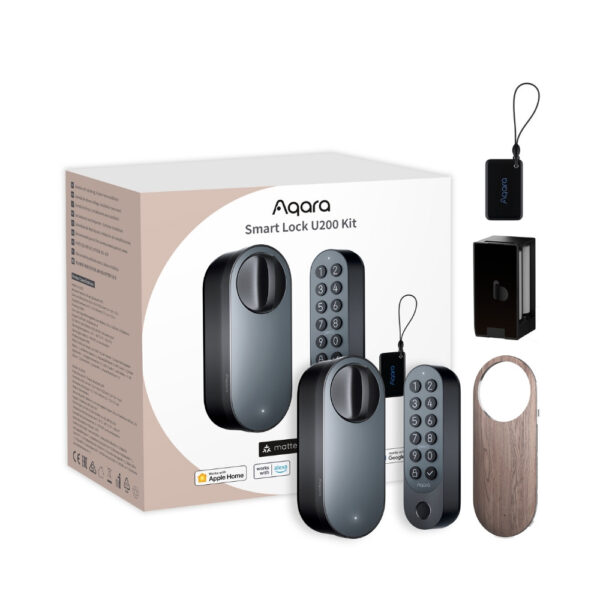 Aqara U200 Smart Lock utólag felszerelhető zárbetét, Matter kompatibilis, fekete Aqara EL-D02D