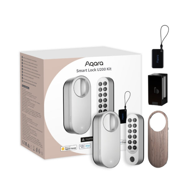 Aqara U200 Smart Lock utólag felszerelhető zárbetét, Matter kompatibilis, ezüst színű Aqara EL-D02DS