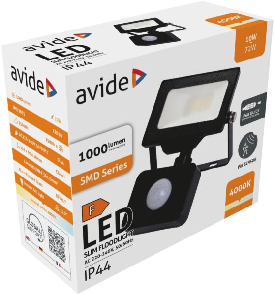Avide LED Opál Reflektor Slim SMD 10W NW 4000K Mozg.érz. PIR Gyorscsat. | BR (SKU:ARFFLNW-10WQC-PIR) Reflektorok Avide LED Opál Reflektor Slim SMD 10W NW 4000K Mozg.érz. PIR Gyorscsat. | BR (SKU:ARFFLNW-10WQC-PIR) Reflektorok