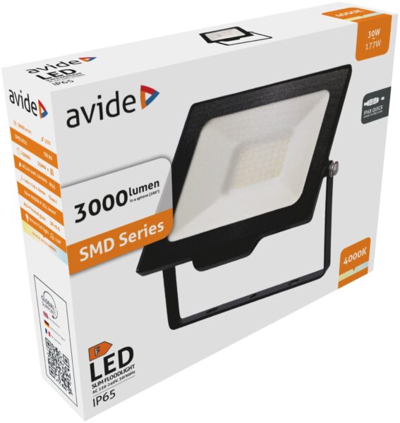 Avide LED Opál Reflektor Slim SMD 30W NW 4000K Mozgásérzékelős PIR | BR (SKU:ARFFLNW-30W-PIR) Reflektorok