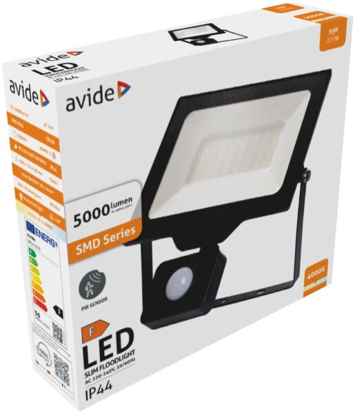 Avide LED Opál Reflektor Slim SMD 30W NW 4000K Mozgásérzékelős PIR | BR (SKU:ARFFLNW-30W-PIR) Reflektorok