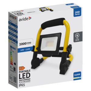 Avide LED Opál Reflektor Slim SMD 20W állványos 1.5m CW 6400K | BR (SKU:ARFSFLCW-20W)