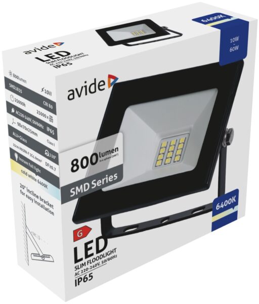 Avide Value LED Reflektor Slim SMD 10W CW 6400K | BR (SKU:ASFLCW-10W) Reflektorok
