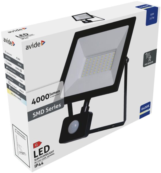 Avide Value LED Reflektor Slim SMD 50W CW 6400K PIR | BR (SKU:ASFLCW-50W-PIR) ECO sorozat Avide Value LED Reflektor Slim SMD 50W CW 6400K PIR | BR (SKU:ASFLCW-50W-PIR) ECO sorozat
