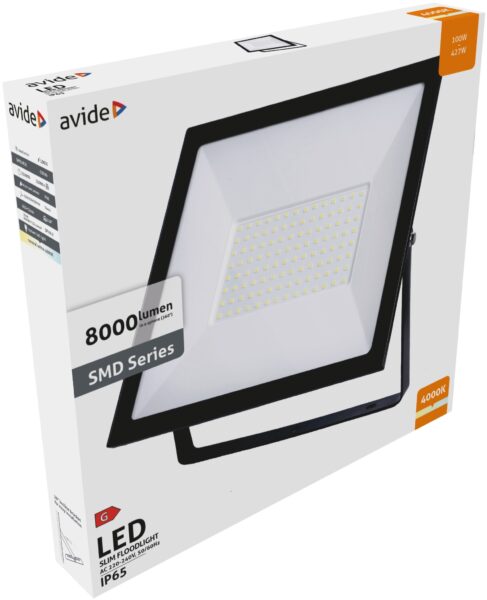 Avide Value LED Reflektor Slim SMD 100W NW 4000K | BR (SKU:ASFLNW-100W) ECO sorozat