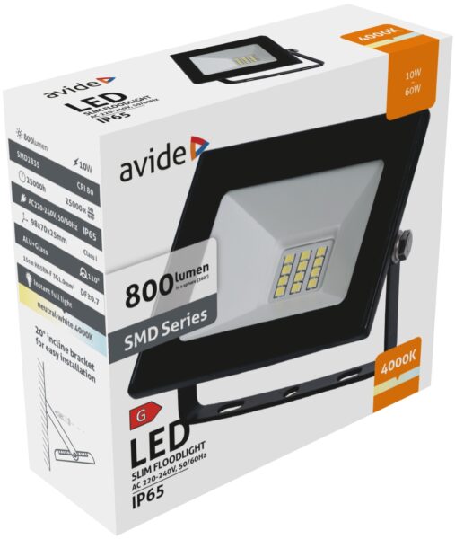 Avide Value LED Reflektor Slim SMD 10W NW 4000K | BR (SKU:ASFLNW-10W) Egyéb