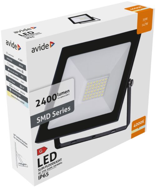 Avide Value LED Reflektor Slim SMD 30W NW 4000K | BR (SKU:ASFLNW-30W) Reflektorok