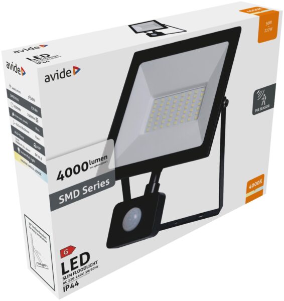 Avide Value LED Reflektor Slim SMD 50W NW 4000K PIR | BR (SKU:ASFLNW-50W-PIR) Reflektorok Avide Value LED Reflektor Slim SMD 50W NW 4000K PIR | BR (SKU:ASFLNW-50W-PIR) Reflektorok