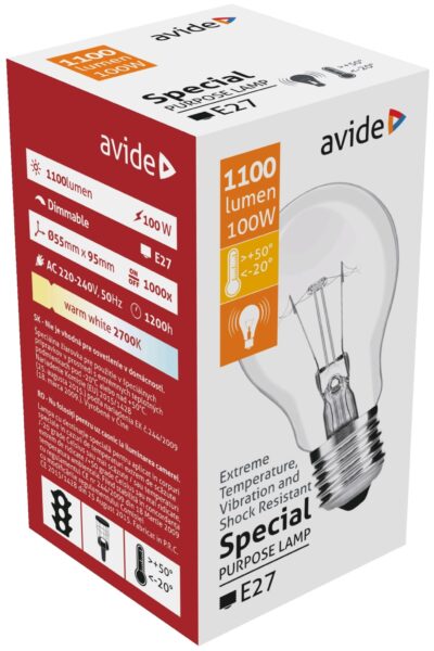 Speciális Izzó A55 100W E27 WW (Avide hőálló) | BR (SKU:ASG27WW-100W) LED izzók