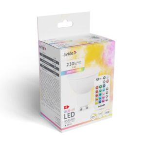 Avide Smart LED GU10 2.9W RGB+W 2700K IR Távirányítóval | BR (SKU:ASGU10RGBW-2.9W-RC) Távirányítós