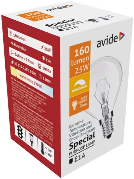 Speciális Izzó P45 25W E14 WW (Avide hőálló) | BR (SKU:ASMG14WW-25W) Belföld Speciális Izzó P45 25W E14 WW (Avide hőálló) | BR (SKU:ASMG14WW-25W) Belföld