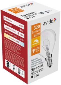 Speciális Izzó P45 40W E14 WW (Avide hőálló) | BR (SKU:ASMG14WW-40W) Belföld