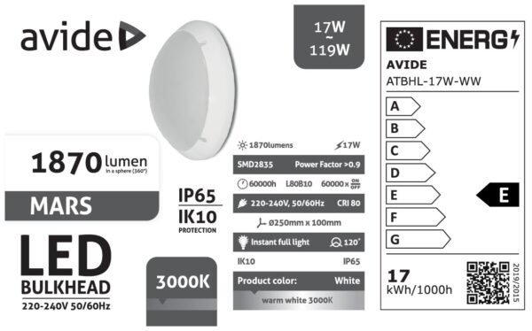 Avide Cseppálló Mennyezeti Lámpa Titania-O Ovális IP54 14W NW 4000K Fehér 100lm/W | BR (SKU:ABBHL-O-14W-NW-HL) IP Védett