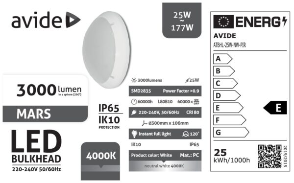 Avide Cseppálló Mennyezeti Lámpa Mars Kerek IP65 25W NW 4000K Fehér + PIR | BR (SKU:ATBHL-25W-NW-PIR) Lámpatestek Avide Cseppálló Mennyezeti Lámpa Mars Kerek IP65 25W NW 4000K Fehér + PIR | BR (SKU:ATBHL-25W-NW-PIR) Lámpatestek