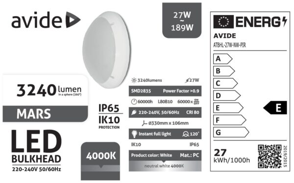 Avide Cseppálló Mennyezeti Lámpa Mars Kerek IP65 27W NW 4000K Fehér + PIR | BR (SKU:ATBHL-27W-NW-PIR) Lámpatestek Avide Cseppálló Mennyezeti Lámpa Mars Kerek IP65 27W NW 4000K Fehér + PIR | BR (SKU:ATBHL-27W-NW-PIR) Lámpatestek