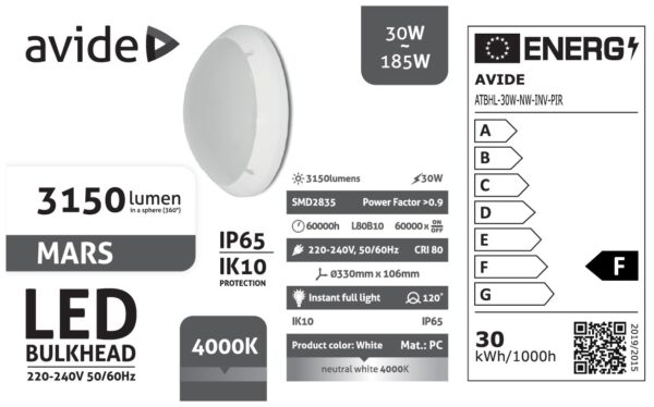 Avide Cseppálló Mennyezeti Lámpa Mars Kerek IP65 30W NW 4000K Fehér + Inverter | BR (SKU:ATBHL-30W-NW-INV) Lámpatestek Avide Cseppálló Mennyezeti Lámpa Mars Kerek IP65 30W NW 4000K Fehér + Inverter | BR (SKU:ATBHL-30W-NW-INV) Lámpatestek