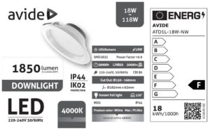 Avide LED Downlight Kerek IP44 18W 1850lm NW 4000K | BR (SKU:ATD1L-18W-NW) LED-es