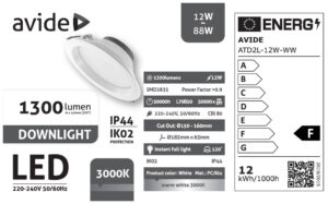 Avide LED Downlight Kerek IP44 12W 1300lm WW 3000K | BR (SKU:ATD2L-12W-WW)