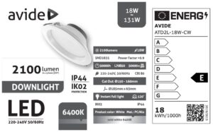 Avide LED Downlight Kerek IP44 18W 2100lm CW 6400K | BR (SKU:ATD2L-18W-CW) LED-es