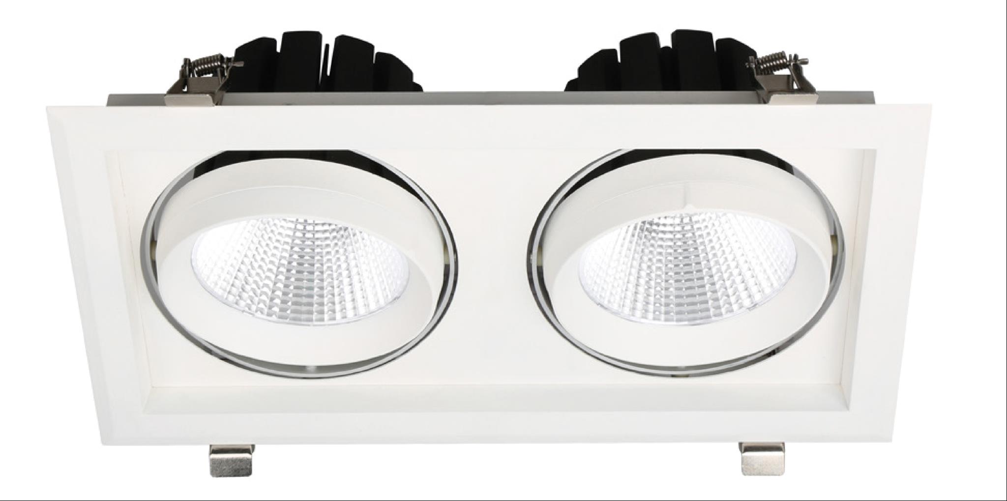 Avide LED Downlight Sein Négyzetes 2x30W IP20 5600lm 15° WW 3000K | BR (SKU:ATDL15WW-2X30-SE) LED-es