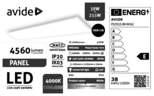 Avide Led Panel 300x1200mm 38W NW 4000K 4560lm UGR<19 IP20 Industrial V2 | BR (SKU:ATSLP30120-38W-NW-DALI) Industrial