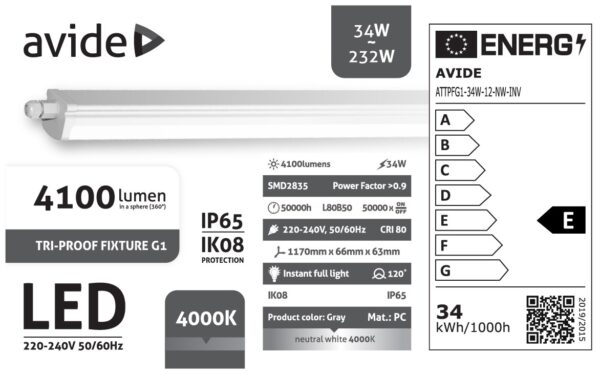 Avide LED PPBK G1 34W 4100lm NW 4000K 1200mm + Inverter | BR (SKU:ATTPFG1-34W-12-NW-INV) Integrált Avide LED PPBK G1 34W 4100lm NW 4000K 1200mm + Inverter | BR (SKU:ATTPFG1-34W-12-NW-INV) Integrált